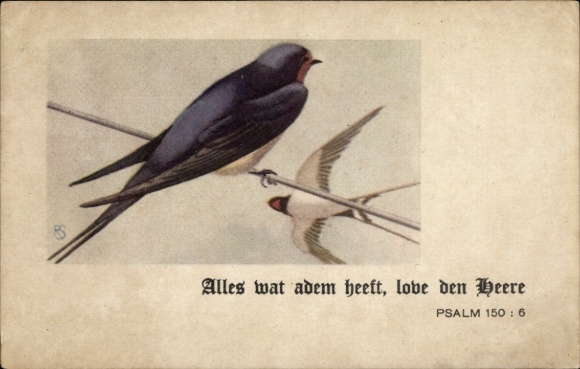 Künstler Ak Vögel, Schwalben, Psalm 150