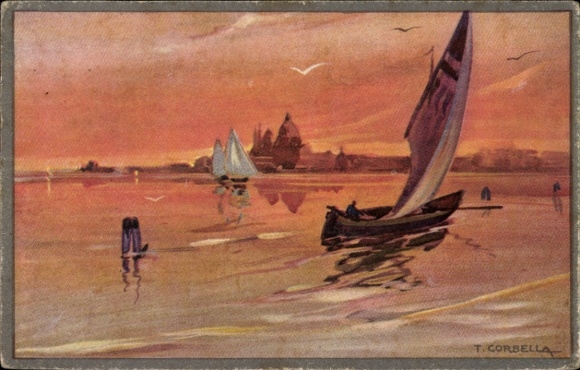 Artist Postcard Corbella, T., Sailboats on the Water