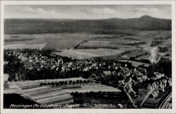 Postcard Heiningen in the Swabian Alb, aerial photograph