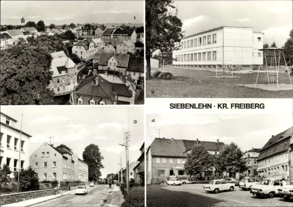 Postcard Siebenlehn Großschirma in Saxony, children&#39;s combination, Nossener Straße, market