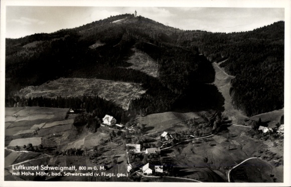 Postcard Schweigmatt Raitbach Schopfheim in Baden, aerial photograph, Hohe Möhr