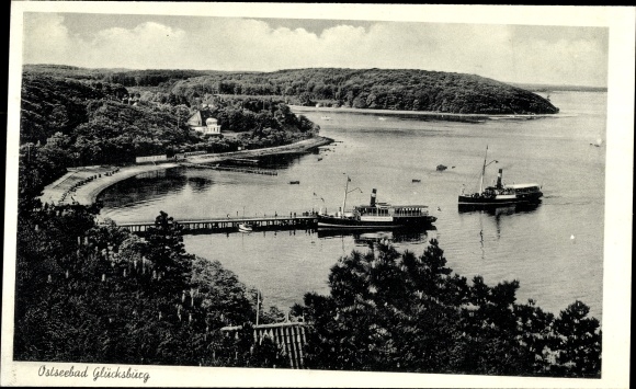 Postcard Glücksburg on the Baltic Sea, pier