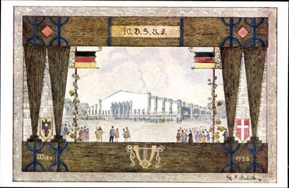 6 PCs in envelope, 10th German Singers' Festival Vienna 1928