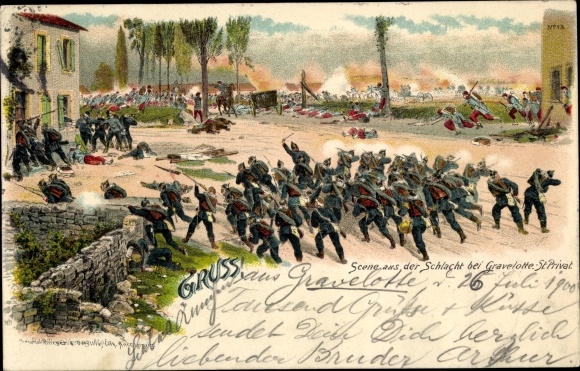 Chromo-Litho St. Private Gravelotte Lorraine Moselle, battle scene, Bruno Bürger 13