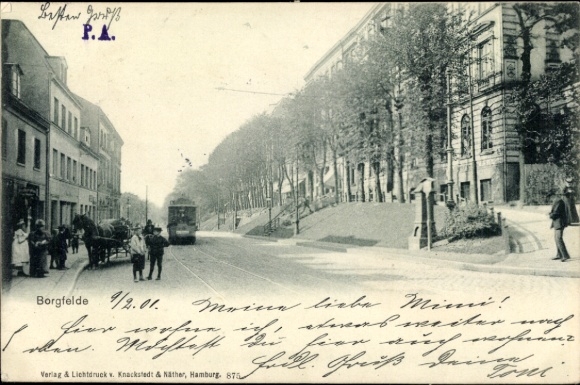 Ansichtkaart Hamburg Mitte Borgfelde, straatgedeelte