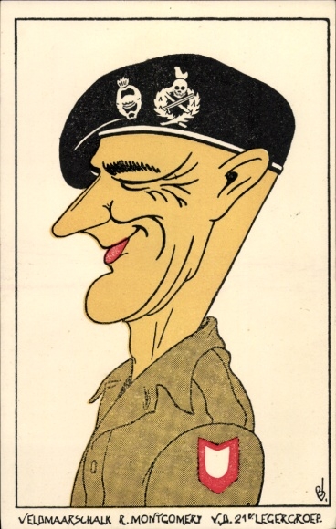 Artist Postcard General Field Marshal Montgomery, caricature