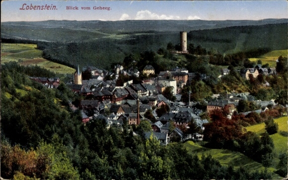 Ak Bad Lobenstein in Thüringen, Blick vom Geheeg auf den Ort