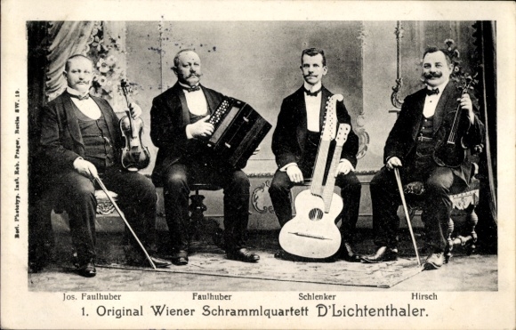 Ak 1. Original Wiener Schrammlquartett D'Lichtenthaler, Jos. Faulhuber, Faulhuber, Schlenker, Hirsch