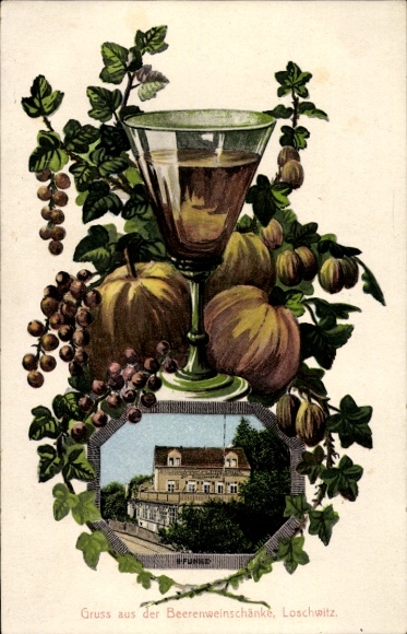 Passepartout Postcard Dresden Loschwitz, Berry Wine Tavern