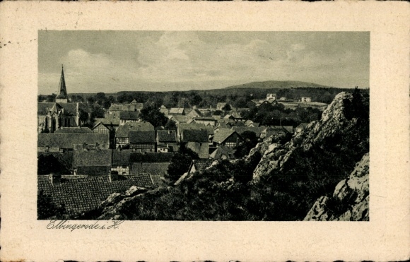 Postcard Elbingerode Oberharz am Brocken, beautiful landscape, village scenery, church and house roofs...