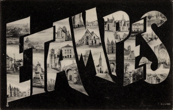 Letters Postcard Étampes Essonne, partial views