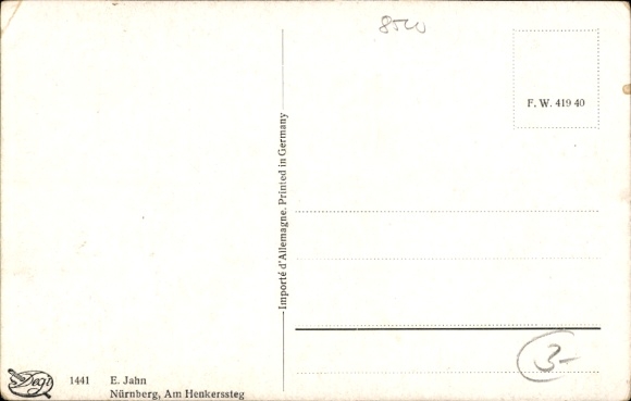Artist Postcard Jahn, E. Nuremberg in Middle Franconia, Am Henkerssteg