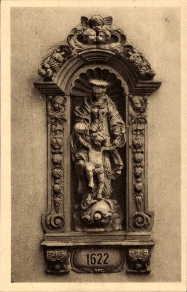 PC Würzburg am Main Lower Franconia, relief of the Madonna and Child, year 1622, house decoration