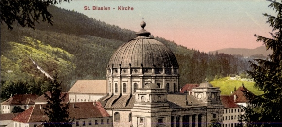 Postcard St. Blasien in the Black Forest, St. Blasien Church