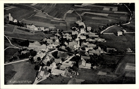 Postcard Kraftisried in Allgäu, aerial photograph