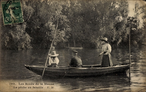 CPA Val de Marne, La Peche en famille
