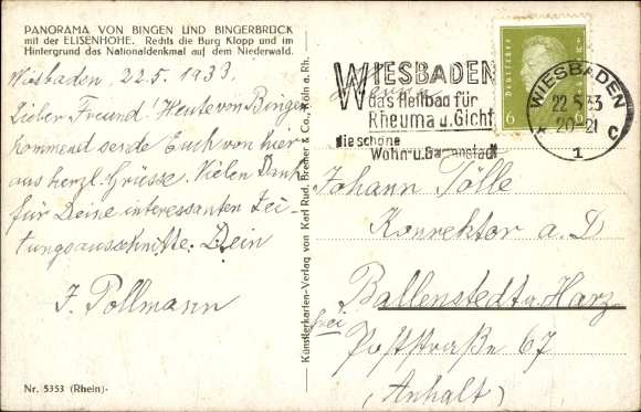 Artist PC Bingen am Rhein, long shot with Klopp Castle, no. 5353