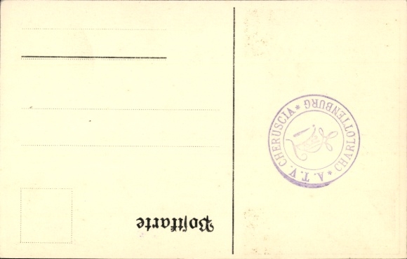 Studentika Postcard Cheruscia-Charlottenburg, coat of arms of a student association