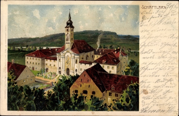 Chromo-Litho Schäftlarn Upper Bavaria, view from the monastery