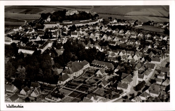 Postcard Wallerstein in Swabia, aerial photograph