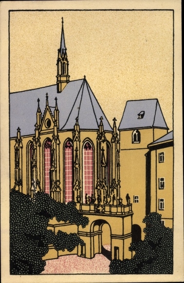 Lithography PC Altenburg in Thuringia, entrance to the castle courtyard