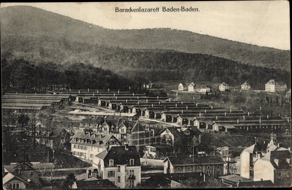 Postcard Baden Baden am Schwarzwald, barracks hospital