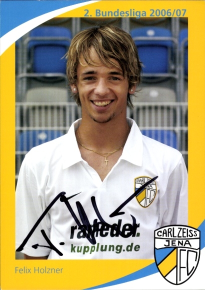 Handtekeningkaart voetballer Felix Holzner, FC Carl Zeiss Jena, handtekening