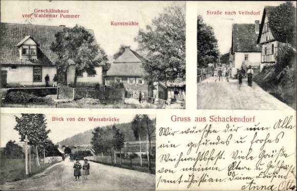 Postcard Schackendorf Veilsdorf in Thuringia, commercial building, art mill