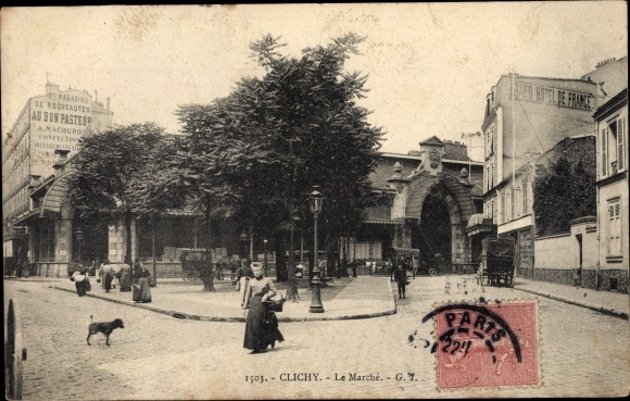 Postcard Clichy Hauts de Seine, Le Marche