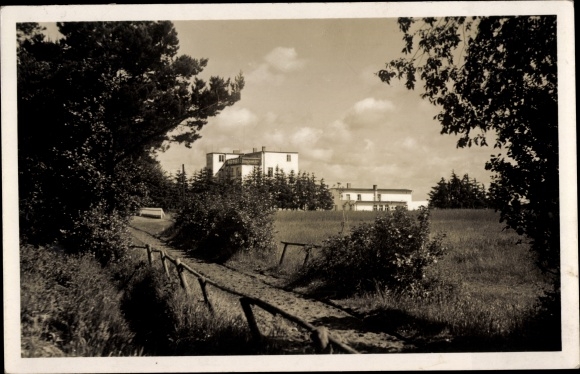 Postcard Trassenheide on Usedom, Magdeburg children's convalescent home, home economics school of the NSLB