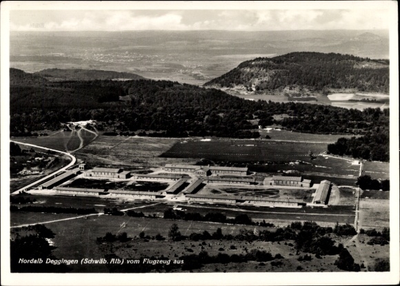 Postcard Deggingen in Württemberg, aerial photograph