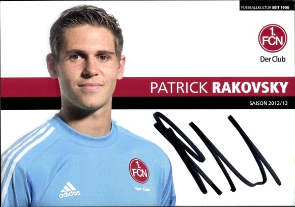 Autograph card footballer Patrick Rakovsky, 1. FC Nuremberg, autograph