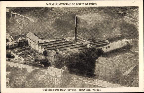 Postcard Bruyères Vosges, Establishments Henri Veyrier, Modern Factory of Basque Berets