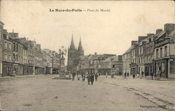 Ak La Haye du Puits Manche, Marktplatz