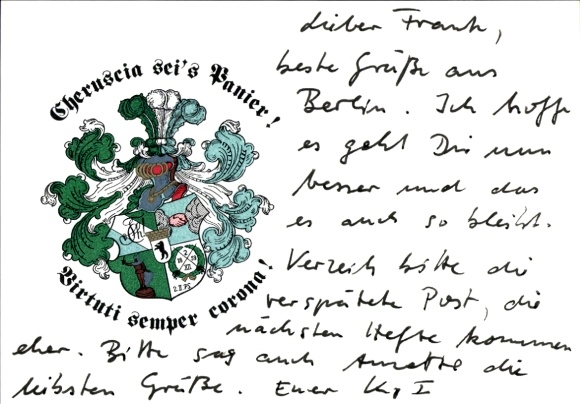 Studentika Postcard Berlin, Corps Cheruscia, coat of arms