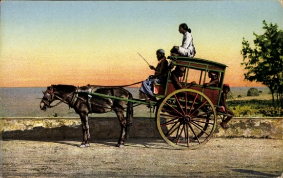 Postcard Basel Mission Society, Indian Post, Stagecoach