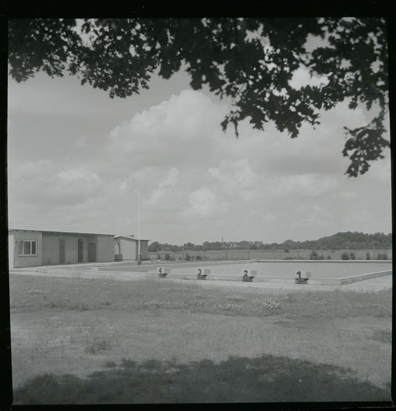 8 celluloid negatives Bokel Beverstedt in Lower Saxony, outdoor pool, street, schools