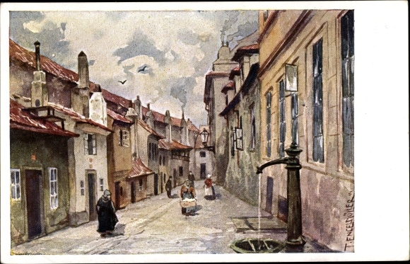 Künstler Ak Engelmüller, F., Praha Prag, La Ruelle d'Or, Zlatá ulicka, Goldenes Gässchen