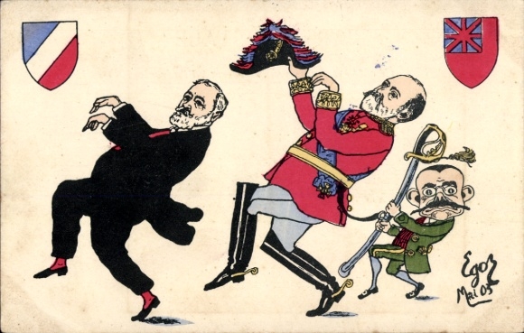 Artist Postcard caricature, French politician Emile Loubet, King Edward VII, Cake Walk