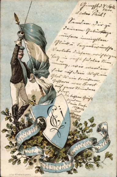 Studentika Chromo-Litho The golden age is still flourishing, student, fraternity coat of arms