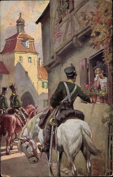 Artist PC Hey, Paul, folk song card no. 27, Three riders rode out of the gate