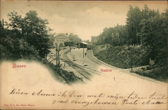 Ansichtkaart Baarn Utrecht Nederland, treinstation