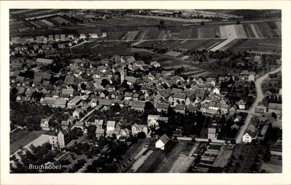 Postcard Bruchköbel in Hesse, aerial photograph