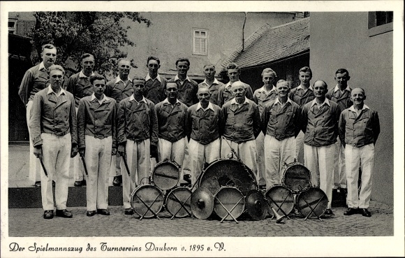 Postcard Dauborn Hünfelden im Taunus, marching band of the gymnastics club from 1895 eV