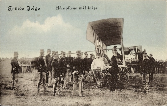 Postcard of the Belgian Army, a military aircraft