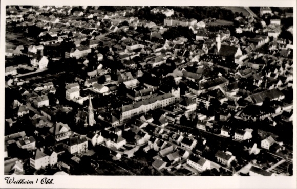Postcard Weilheim Upper Bavaria, aerial photograph