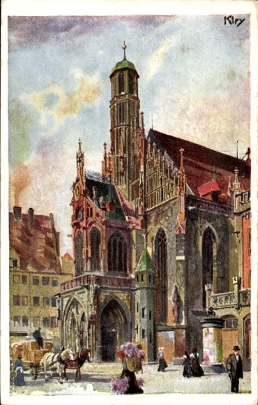 Artist Postcard Kley, Heinrich, Nuremberg, Frauenkirche