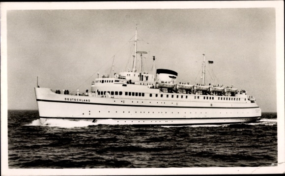 Ak Bundesbahn volle zeeveerboot Duitsland
