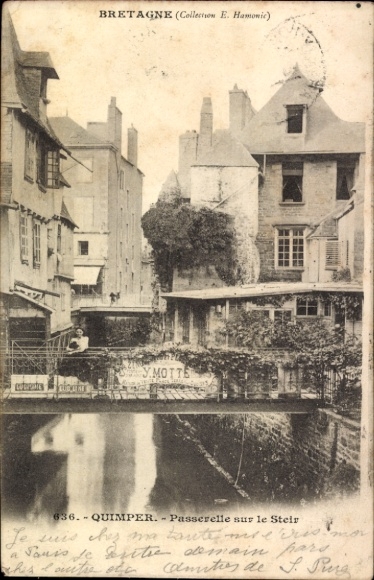Postcard Quimper Finistère, Brittany, Motte, Passerelle sur le Steir