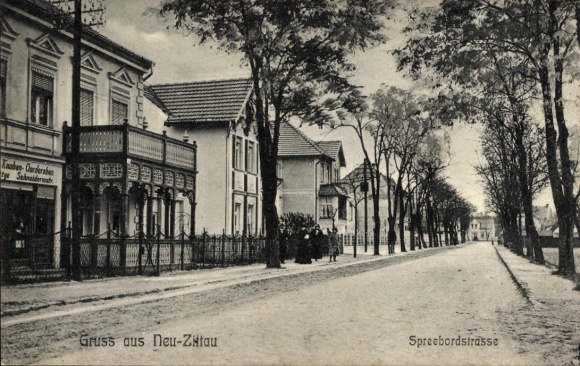 Postcard Gosen Neu Zittau Brandenburg, Spreebordstraße, shop boys' wardrobes, master tailor